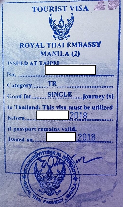 Visa Thái Lan diện du lịch TR trong hộ chiếu