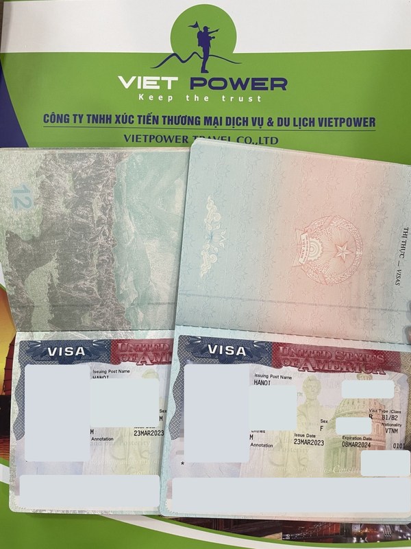 Visa Mỹ của khách hàng Vietpower Travel đã che thông tin cá nhân