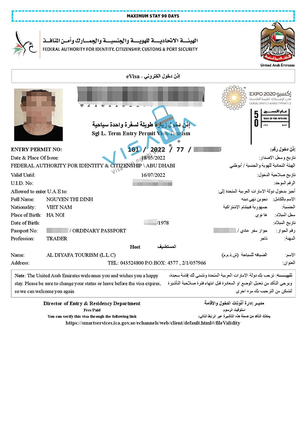 kết quả xin Visa Dubai