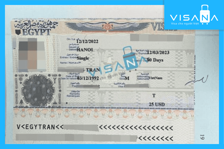kết quả xin Visa Ai Cập