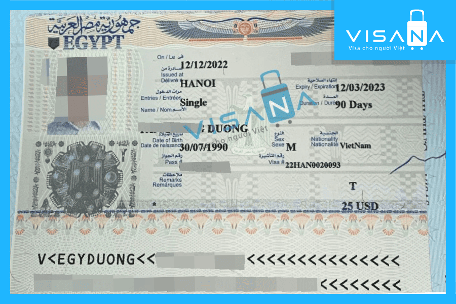 kết quả xin Visa Ai Cập