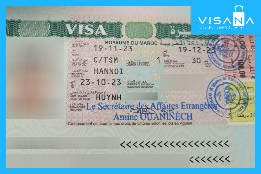 kết quả xin Visa Ma Rốc
