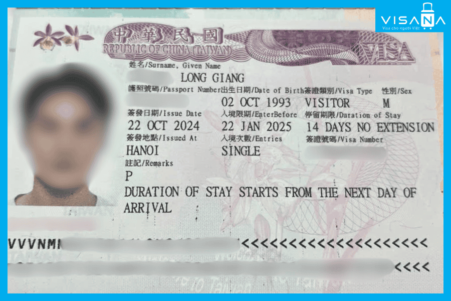 kết quả xin Visa Đài Loan