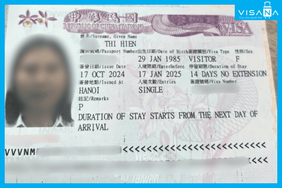 kết quả xin Visa Đài Loan