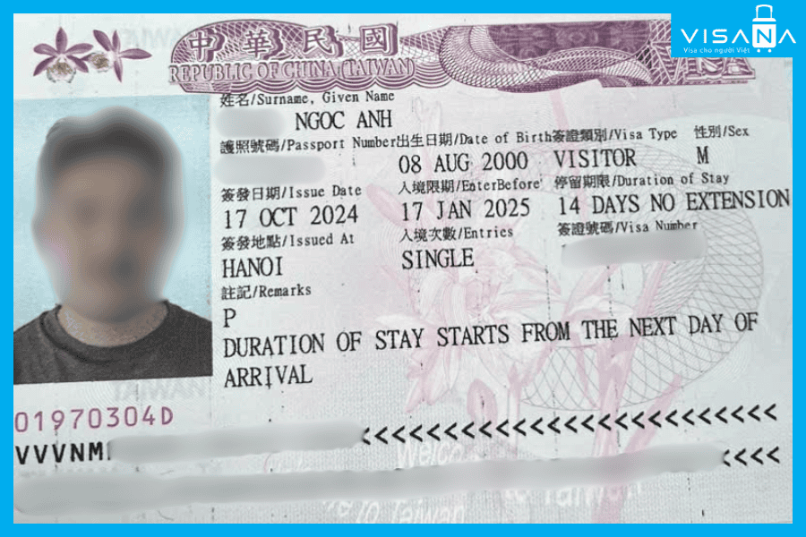 kết quả xin Visa Đài Loan