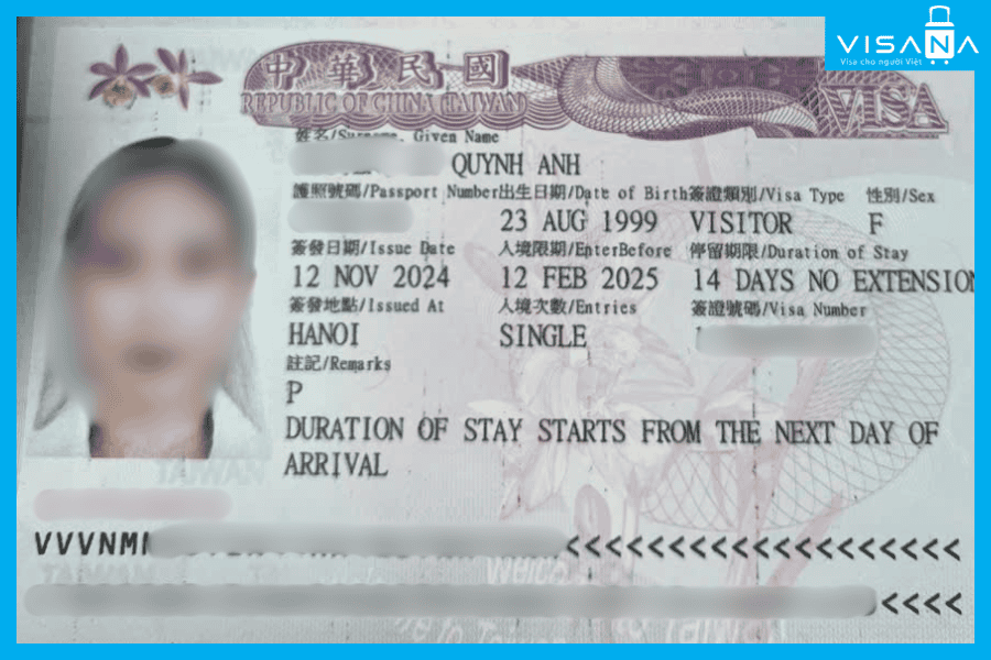 kết quả xin Visa Đài Loan